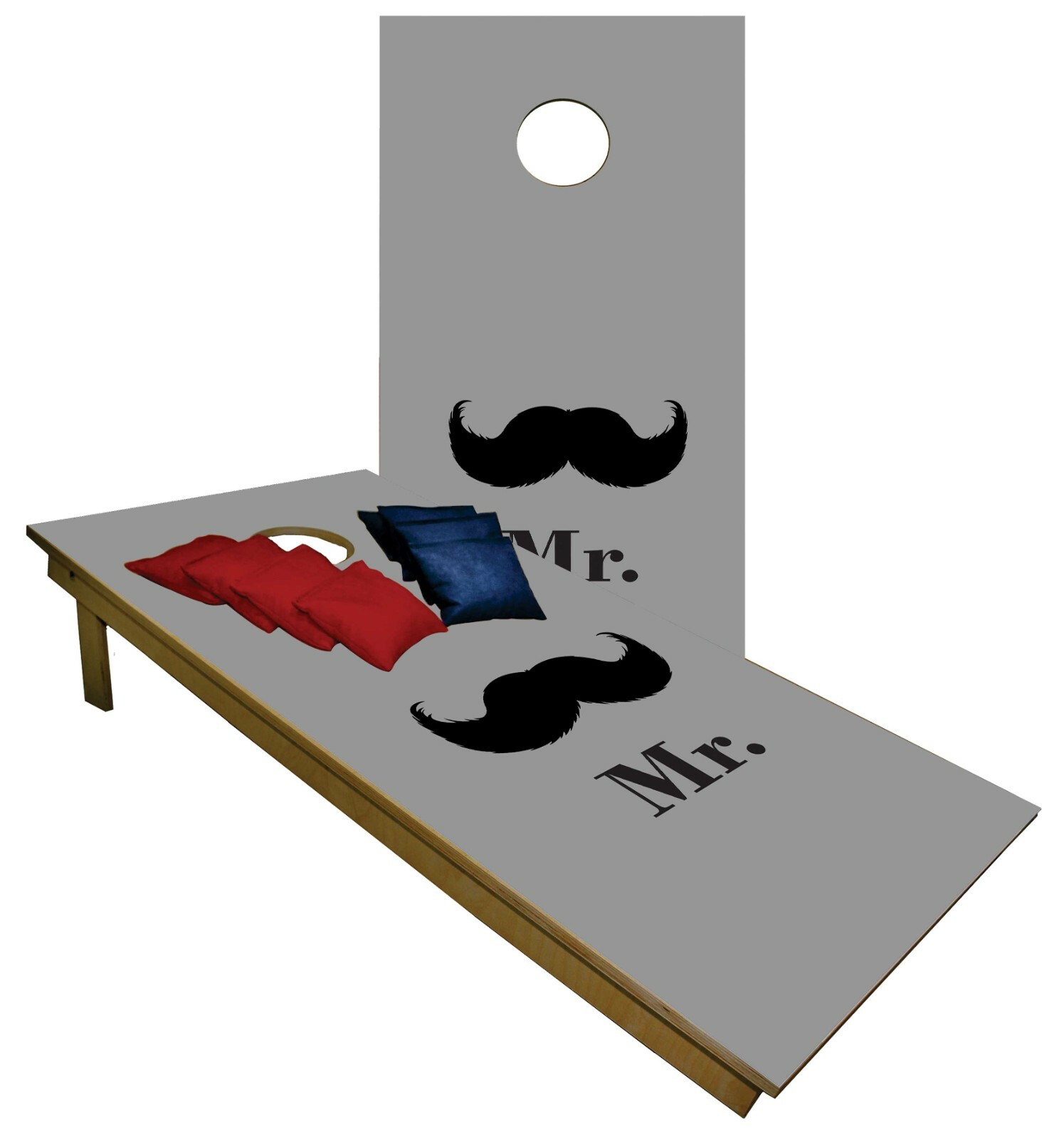 Cornhole Boards Mr and Mrs White BEANBAG TOSS GAME w Bags  Set