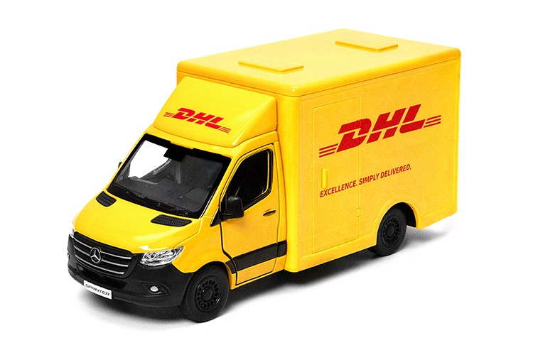 5" DHL Mercedes Benz Sprinter Diecast Model Toy Car Delivery Truck 1:48 Kinsmart