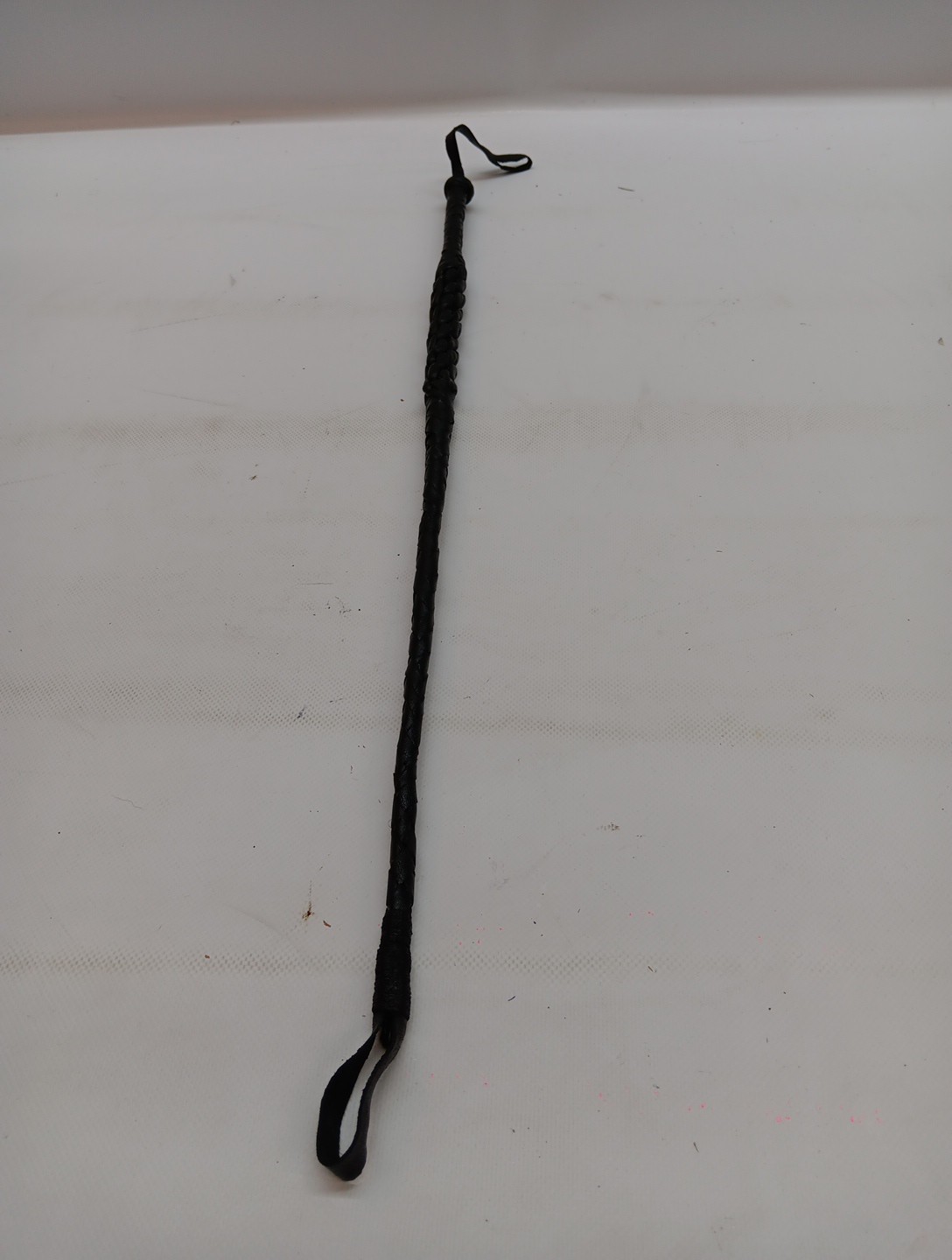 26" Black Leather Riding Crop With Wrist Strap