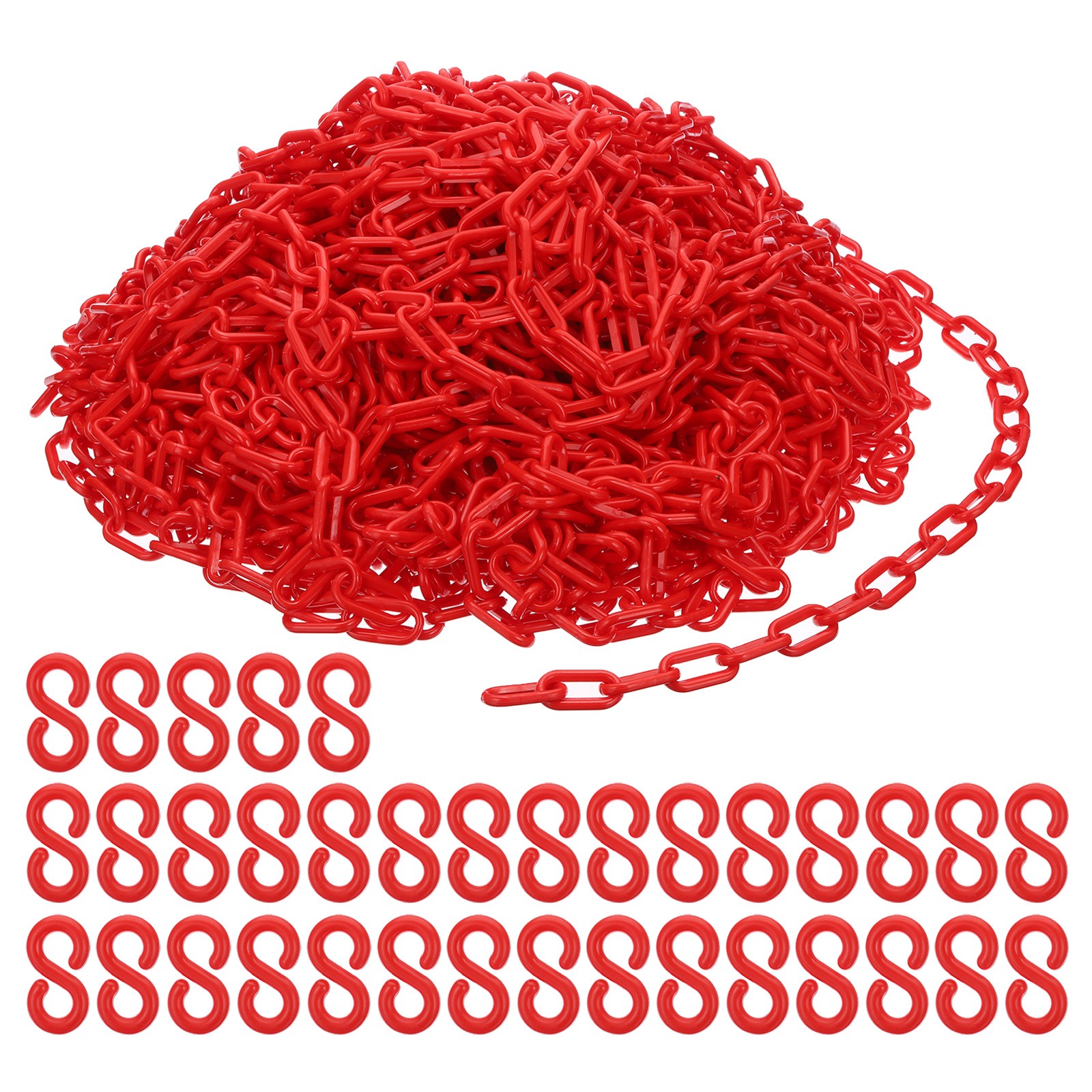 Plastic Chain Links, 200 Foot Safety Chains, Red Chains Barriers,6mm
