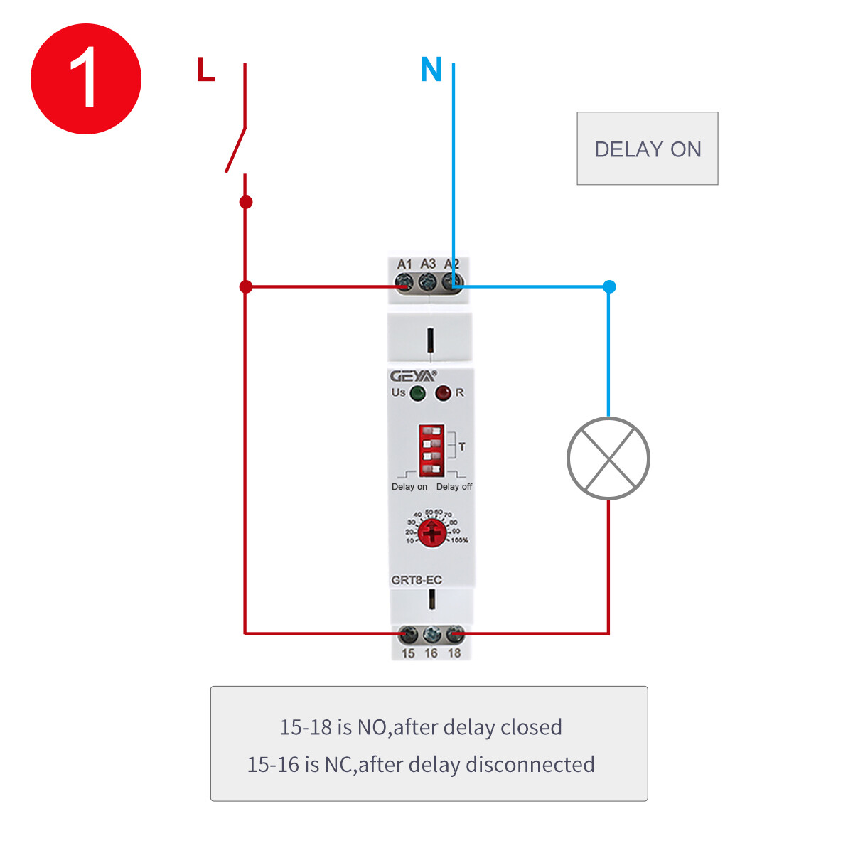 GEYA Off Delay&On Delay Time Cycler Delay Relay Switch DC24V AC230V Household