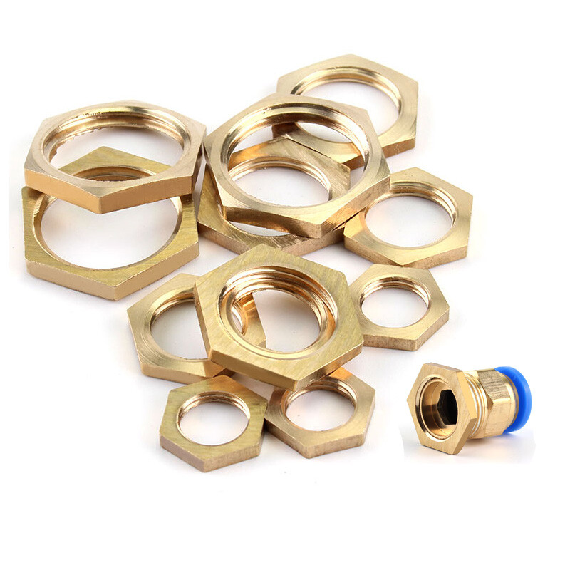 Brass Lock Hex Nuts Gas Hose Pipe Fitting Connector NPT Female Thread 1/8"-1/2“