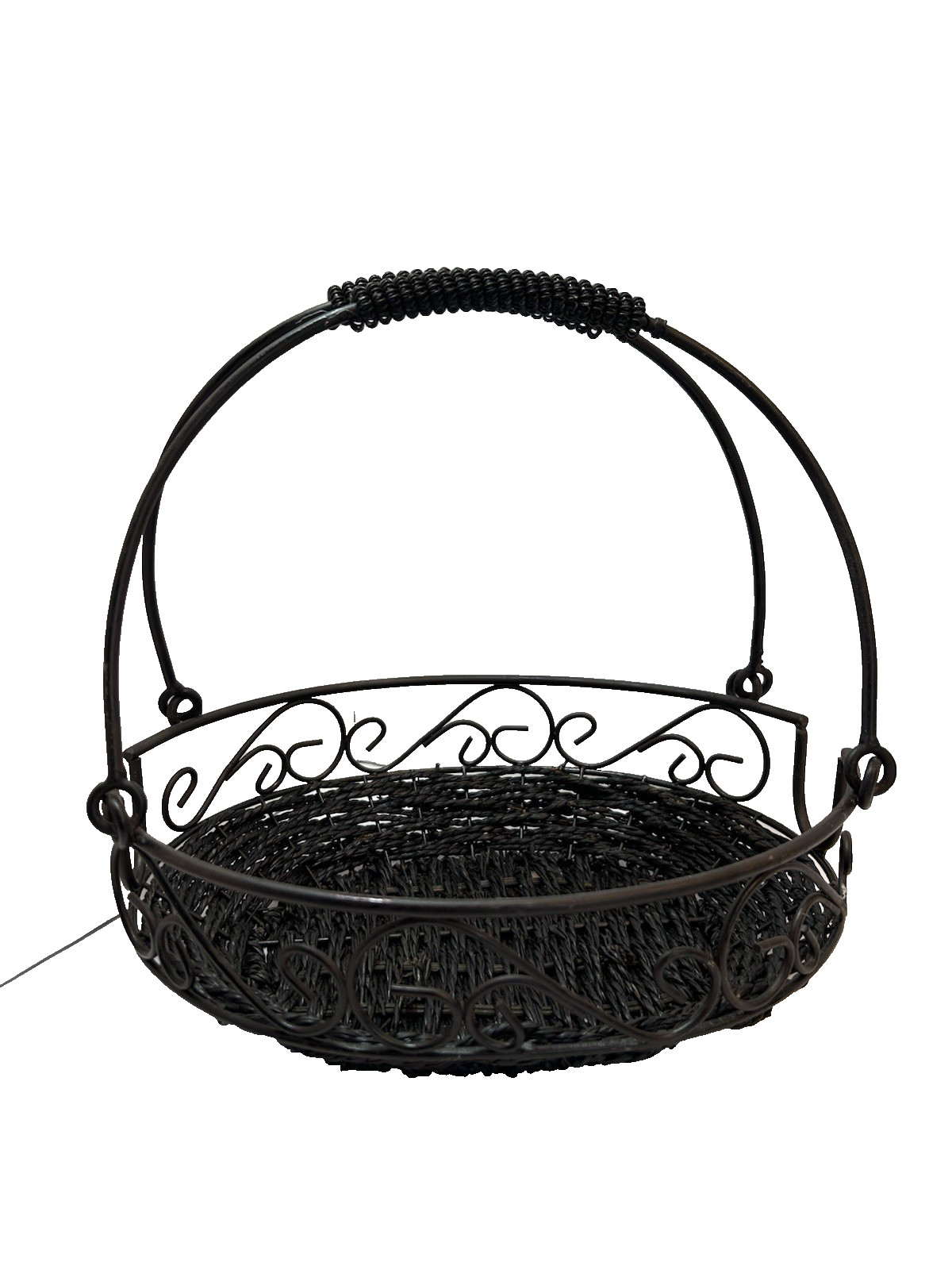 Celebrating Home Oval Wicker And Scroll Black Metal Border W/Handles