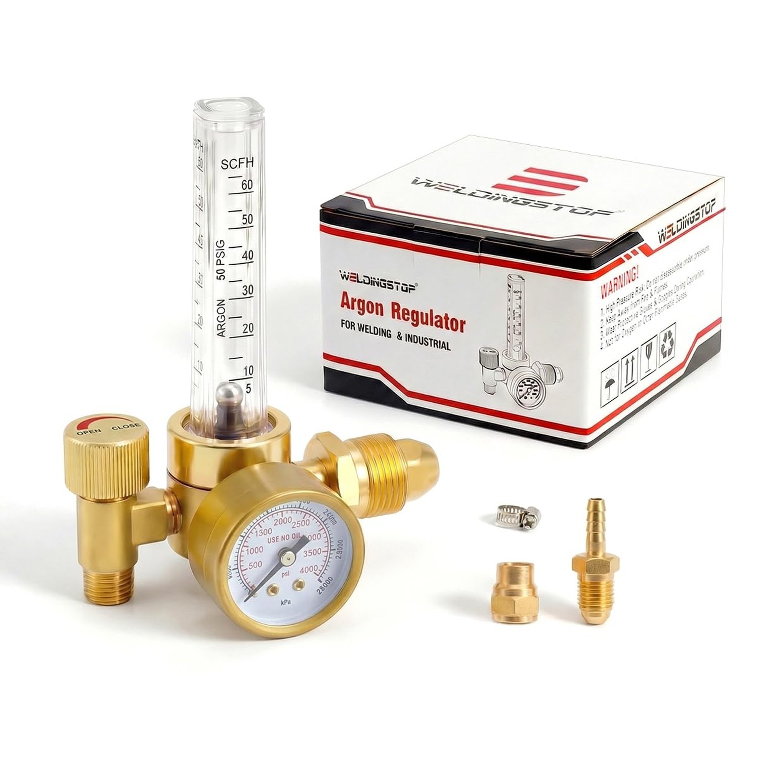 Argon Regulator Flowmeter Gas Gauge for Welding, CGA580 Inlet Connection, Sui...