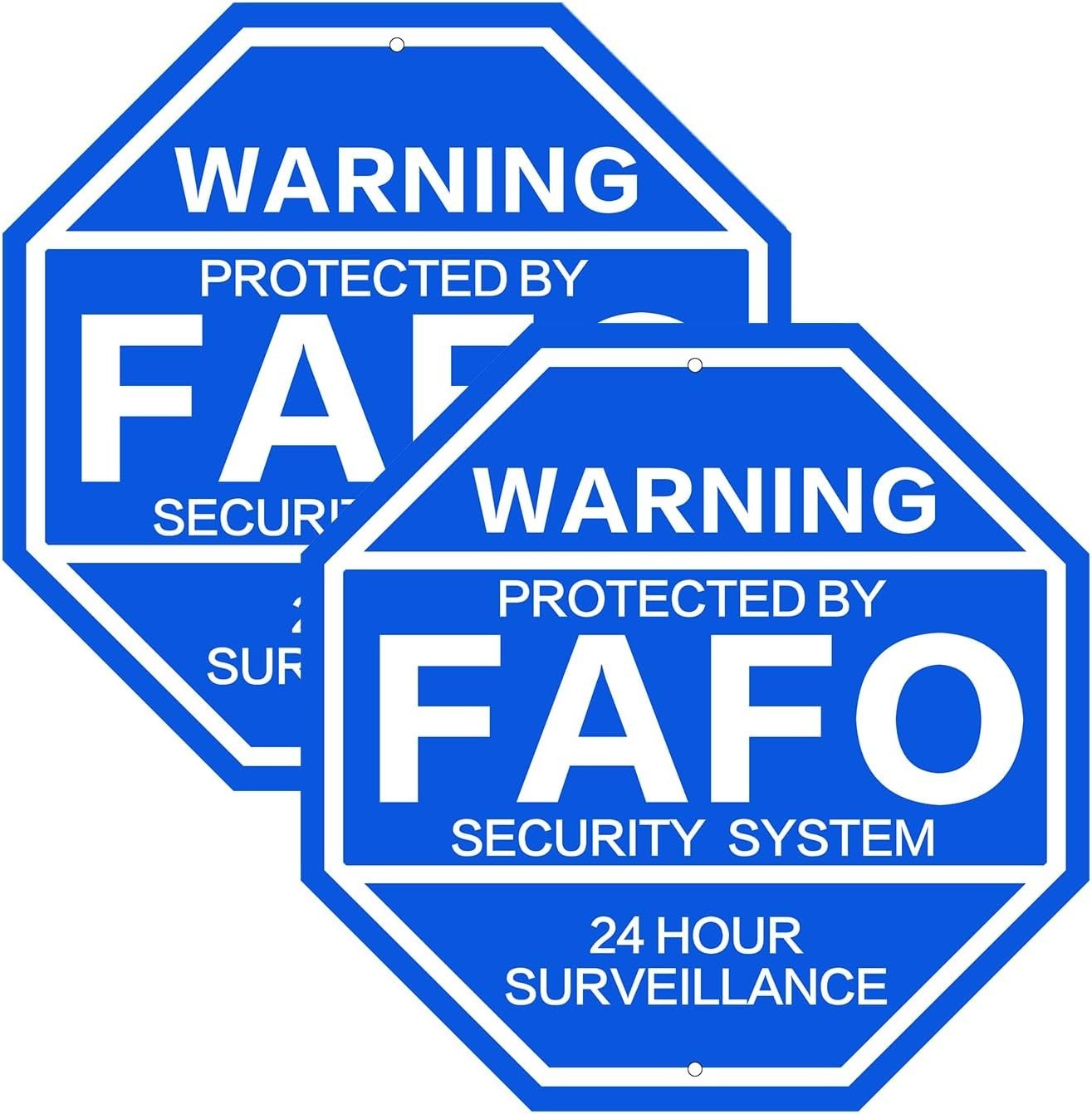 2Pack 10'' x 10'' Protected by FAFO Reflective Funny Security Sign, Weather-Resi