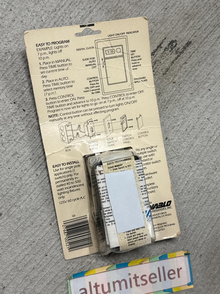 Diablo Digital Programmable Wall Switch SSW-1 Security Timer NEW OLD STOCK