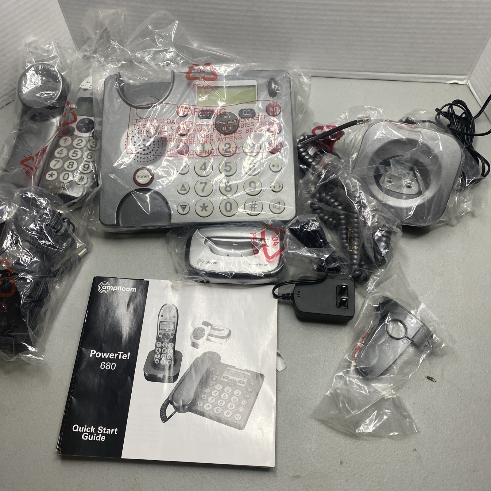 Amplicom Powertel 680 Desk Phone 2 Wireless Handhelds and Emergency Wrist Button