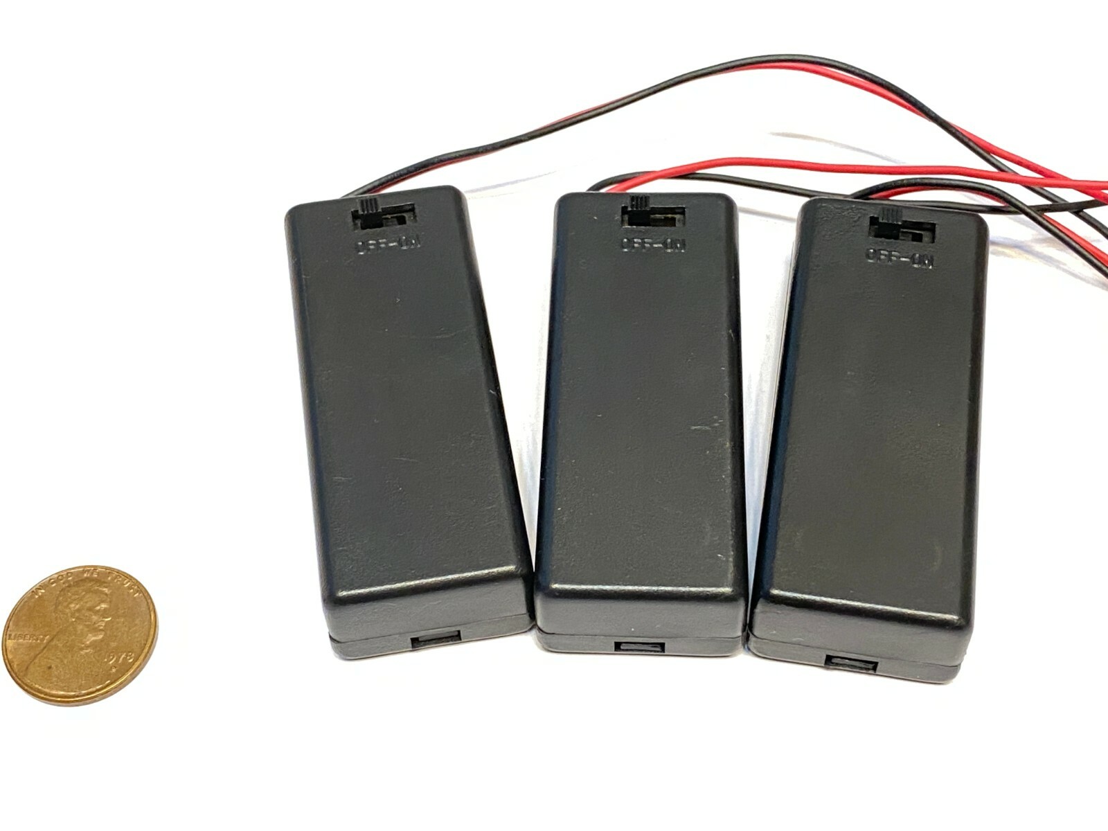 3 Pieces Twin two 2 AAA Battery Holder Case Box 3V With Power Switch Wire c12