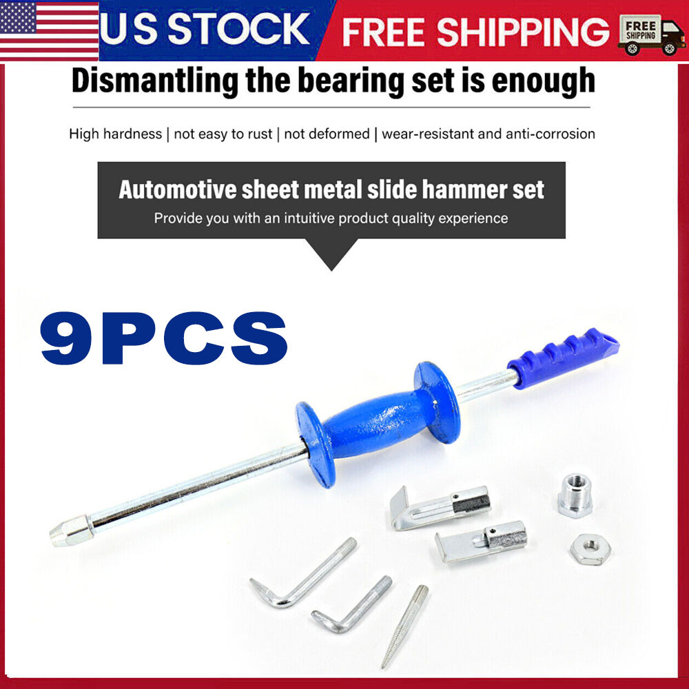 Dent Puller Slide Hammer 5lb Heavy Duty 9pc Set - Car Body Repair Tool