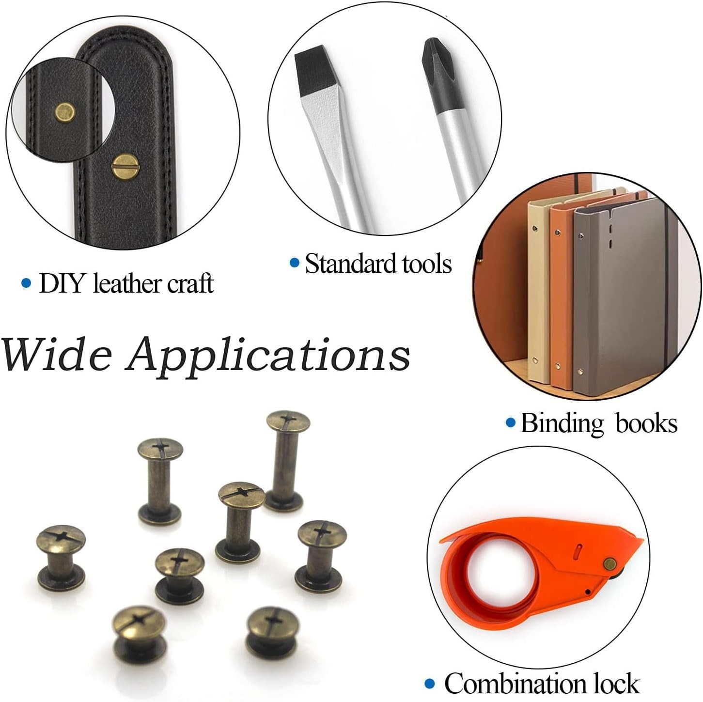 90-Piece Leather Rivet Kit with 6 Sizes M5 Assorted for DIY Crafts & Bookbinding
