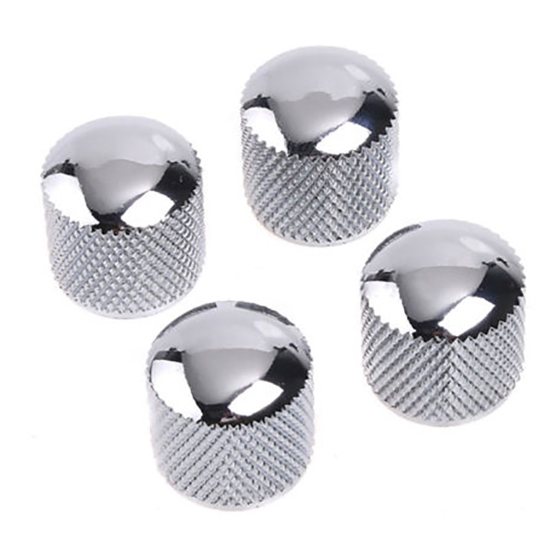 4PCS Chrome Electric Guitar Bass Control Knob Metal Dome Tone Volume Knob Button