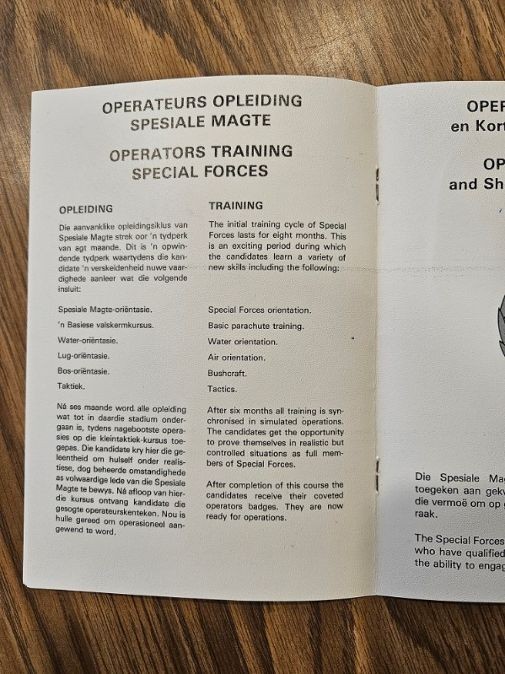 South African Special Forces(RECCE) booklet overview