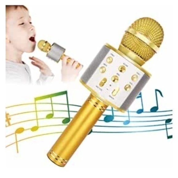 WIRELESS BLUETOOTH KARAOKE MIC & HI-FI SPEAKER-GOLD.