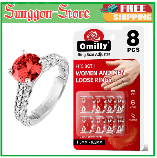 Omilly Ring Sizers for Loose Rings,8 Pack 8 Sizes Ring Guards,Silicone Ring S...