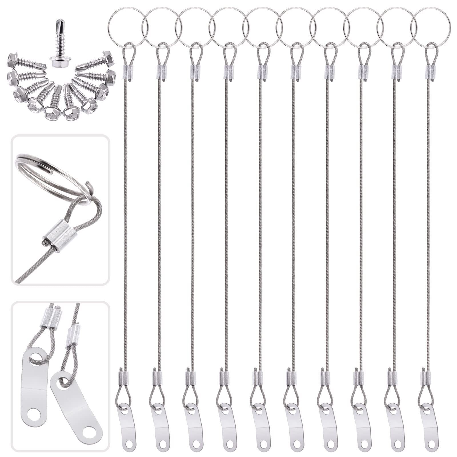 20pcs 11 Inches Lanyard Cable Set Including 10pcs 304 Stainless Steel Safety Tet