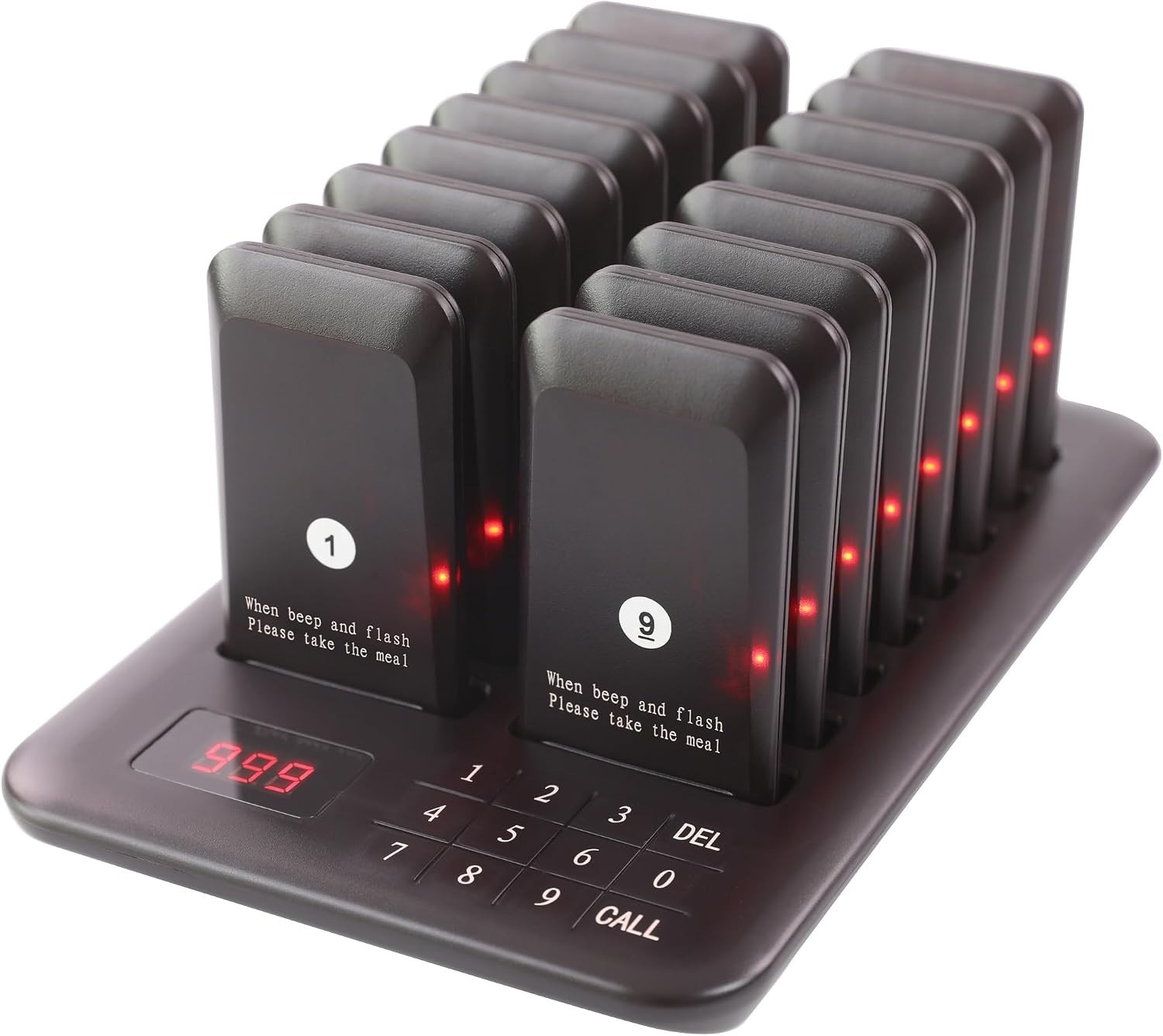 Restaurant Wireless Paging System with Long Range 984 Feet & Rechargeable Pagers