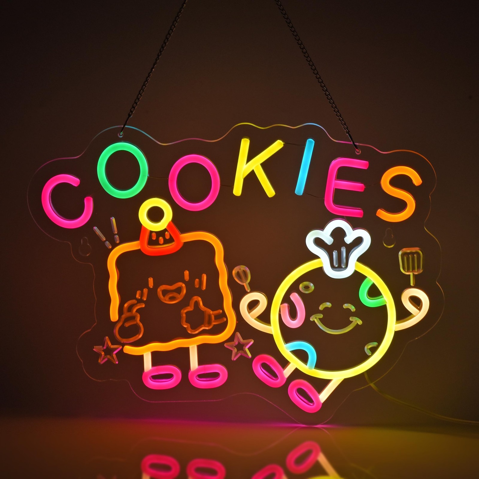 Cookies Neon Sign, Neon Lights Hanging Wall Art Decoration for Store Retail S...