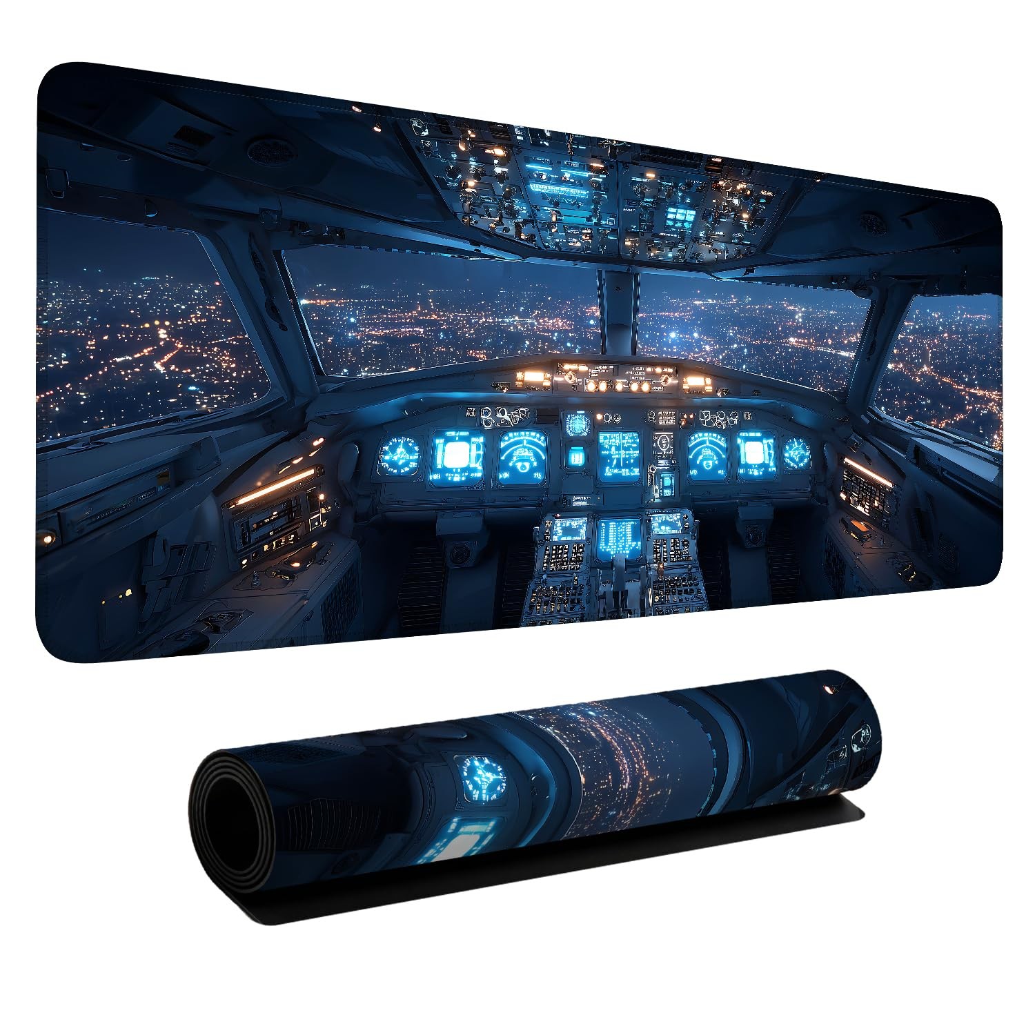 Flight Cockpit Extended Gaming Mouse Pad 35.4"x15.7" Mousepad, Large Desk Pad...