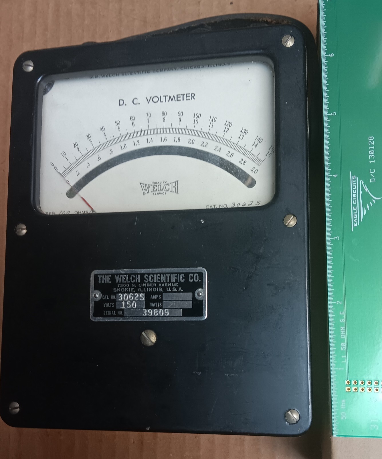 welch scientific 3062s 3v 15v 150v scales dc voltmeter tested