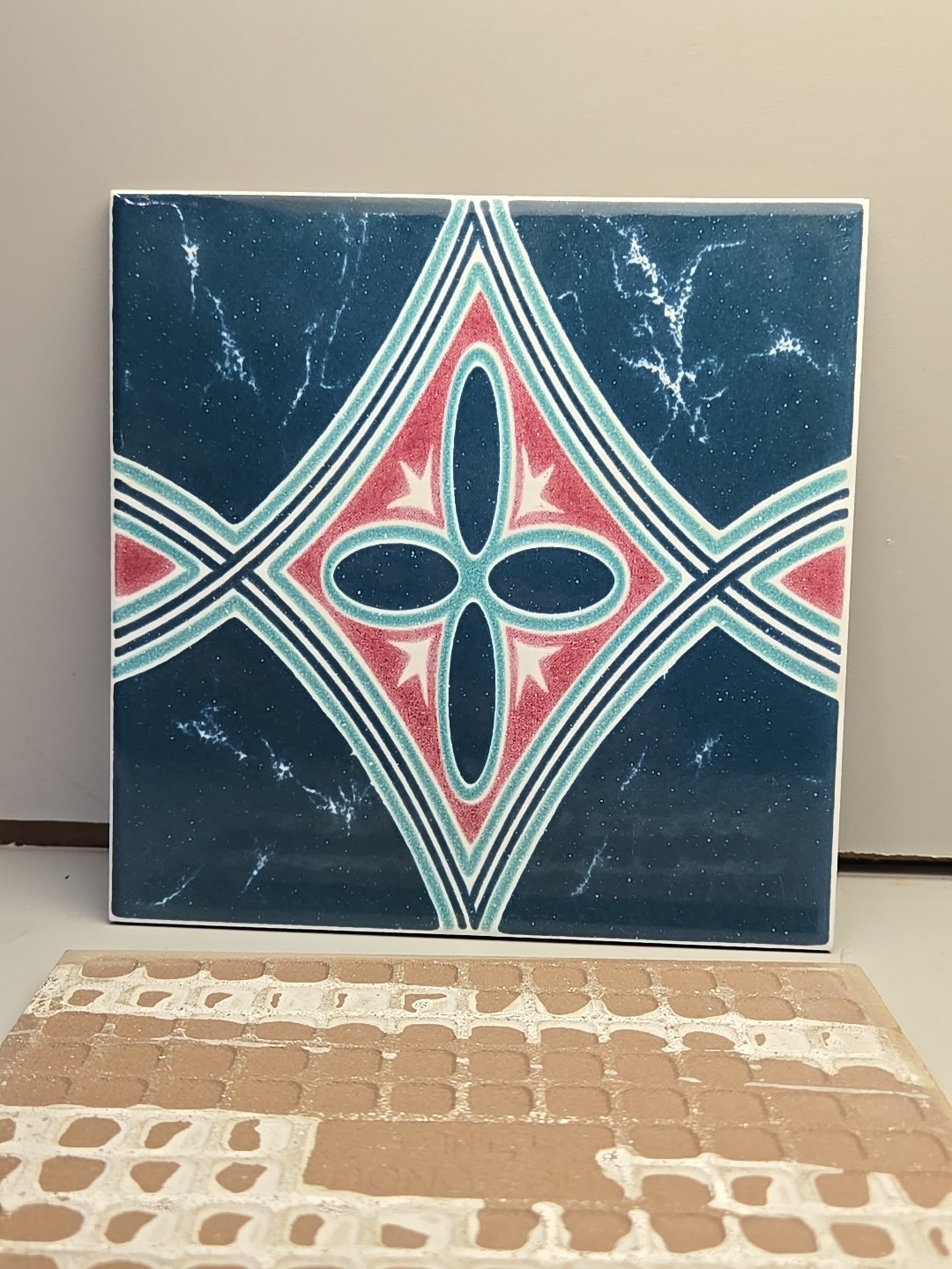 1pc Vintage Dong Su Teal Star Swimming Pool Ceramic Tile Frost Free 6"x6" LA-88