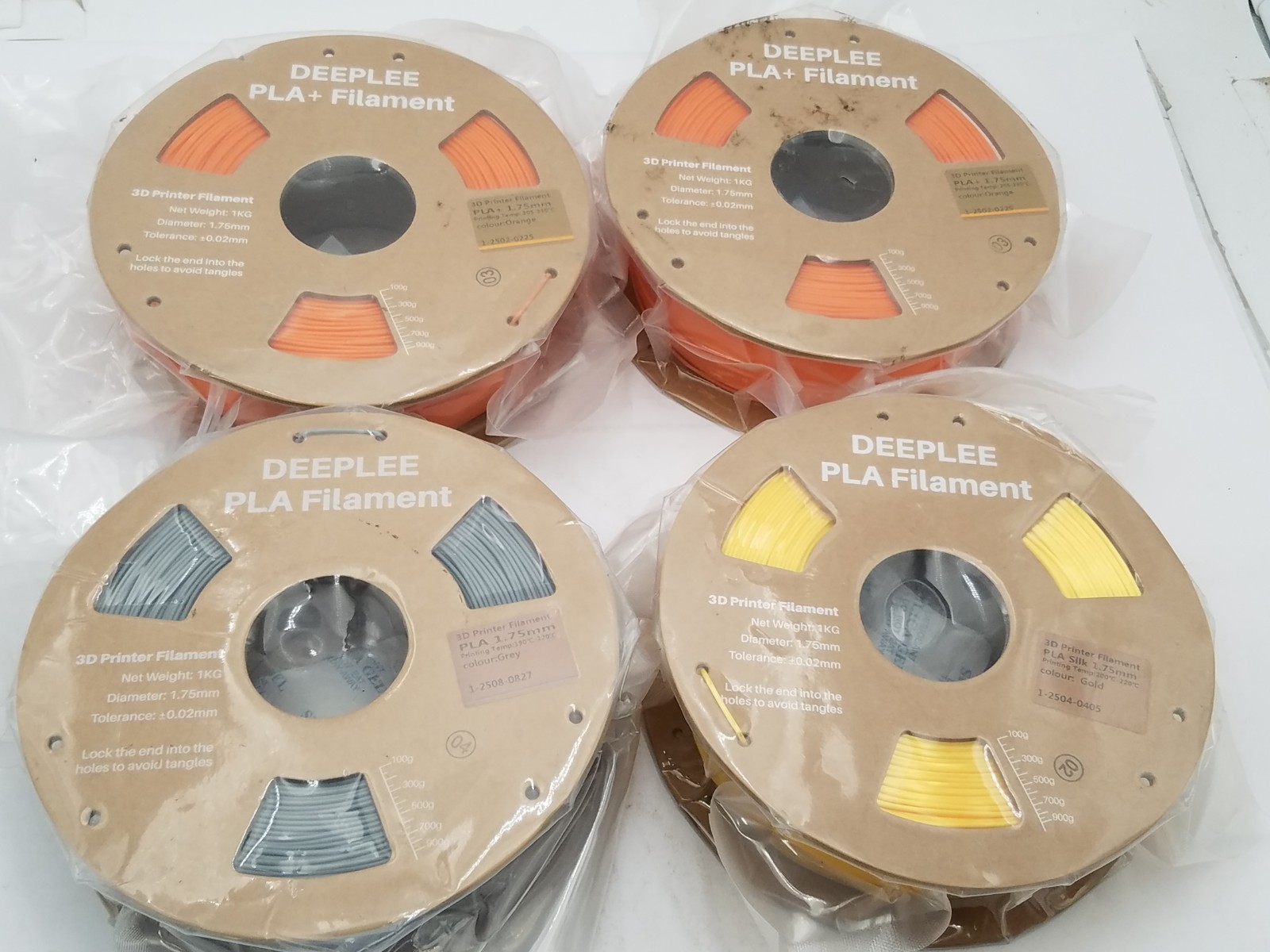 Lot of 4 DEEPLEE 3D Printer Filament - Mixed lot
