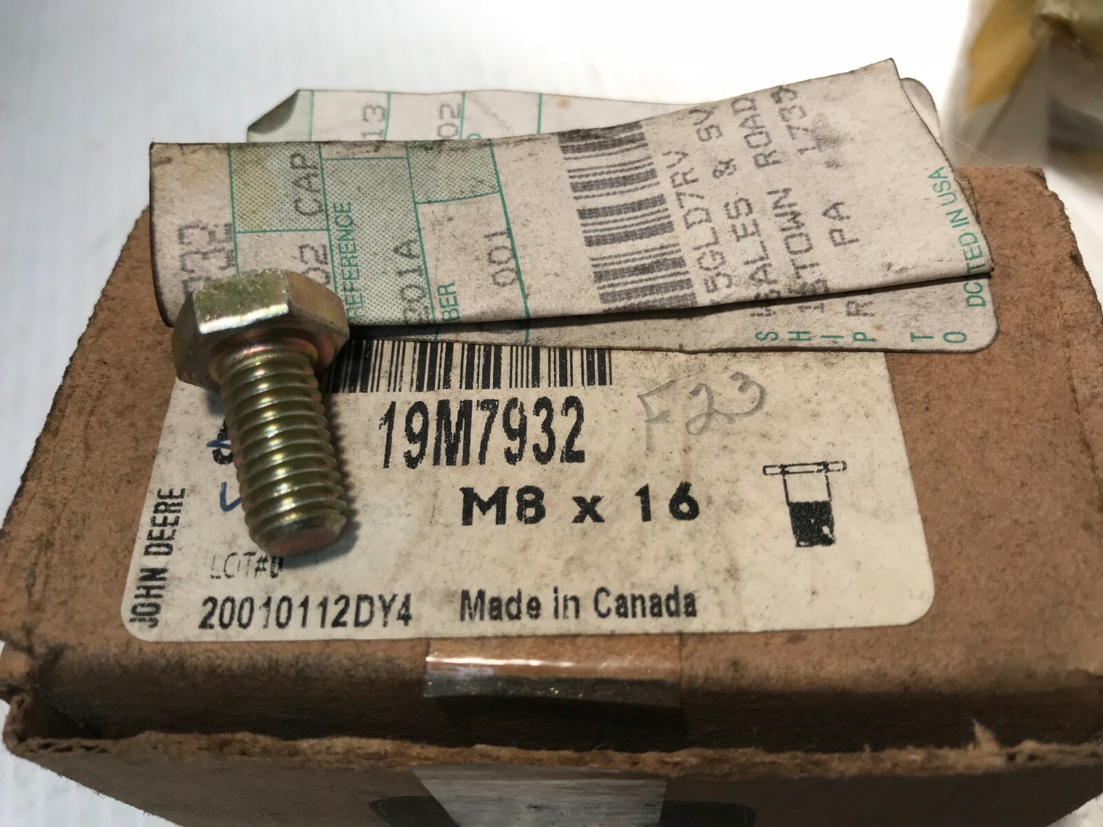 19M7932  GENUINE John Deere Original Equipment CAP SCREW BOLT M8 x 16