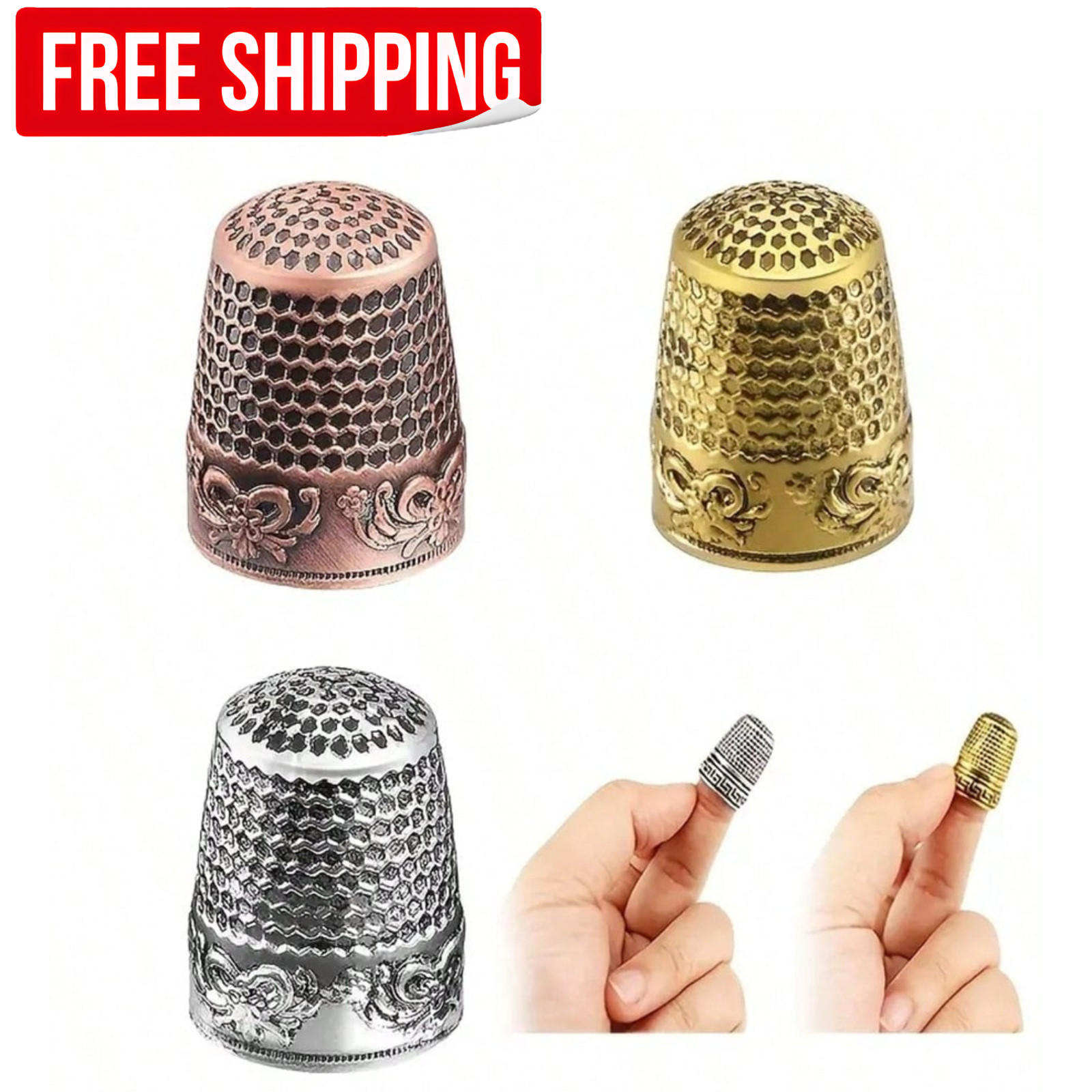 1PC Metal Sewing Thimble Finger Protector Hand Stitching Quilting Sewing Tool US