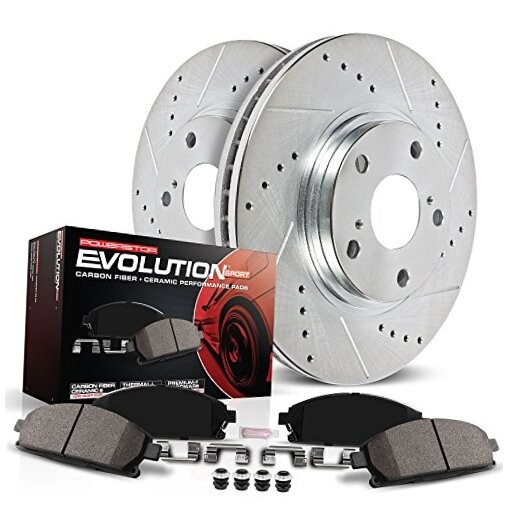 K694 Front Z23 Carbon Fiber Brake Pads with Drilled & Slotted Brake Rotors Kit