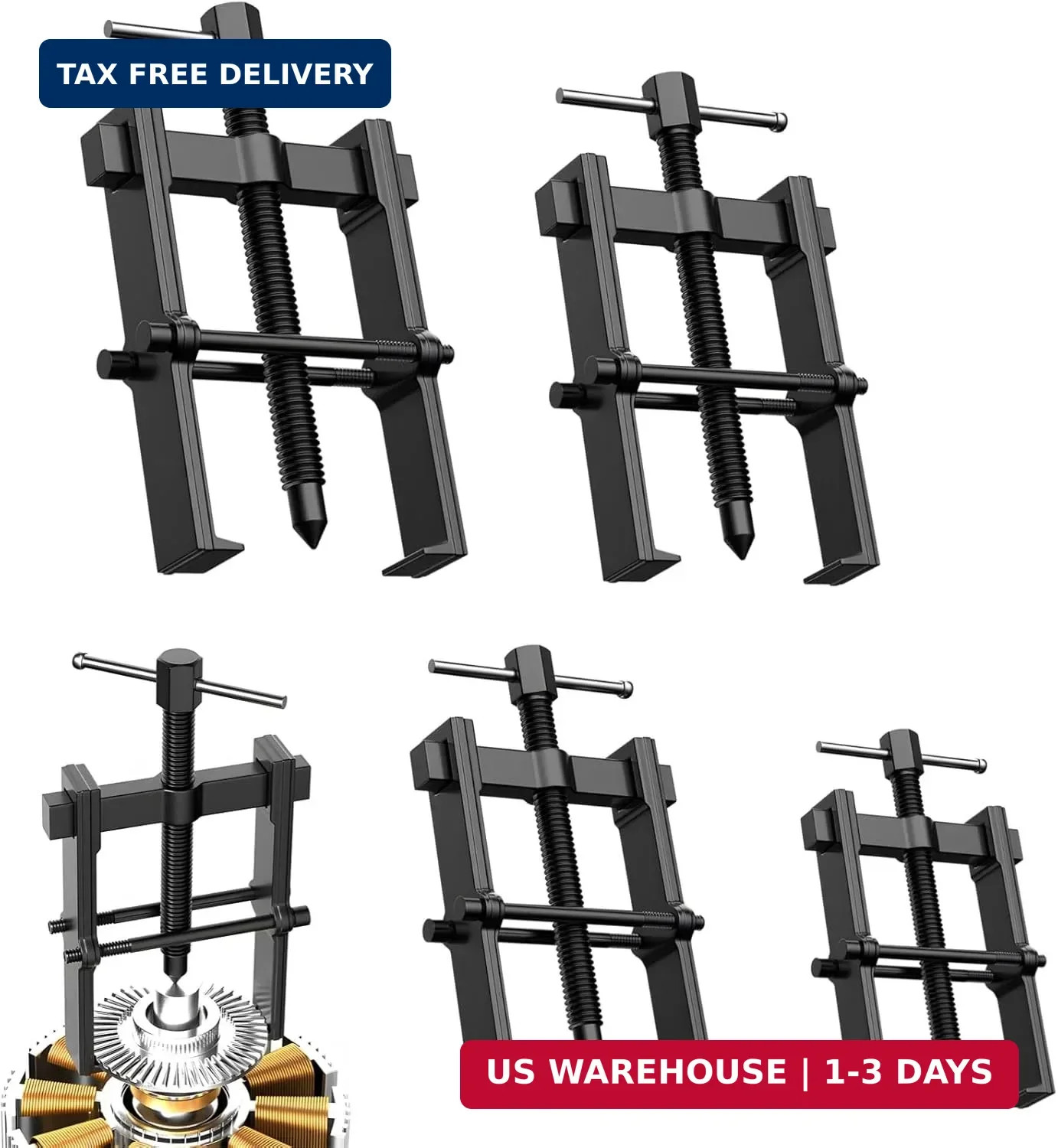OMISTAR 4 PCS 2-Jaw Bearing Pullers, 2 in 3 in 4 in 6 in Gear Puller, Carbon Ste
