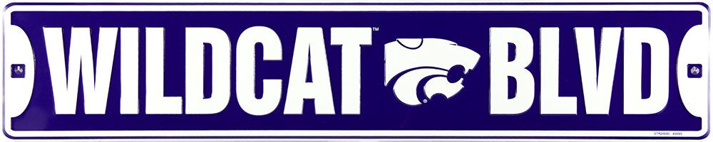KANSAS STATE WILDCATS METAL STREET SIGN 24" X 5" WILDCAT BLVD K-STATE GAME ROOM