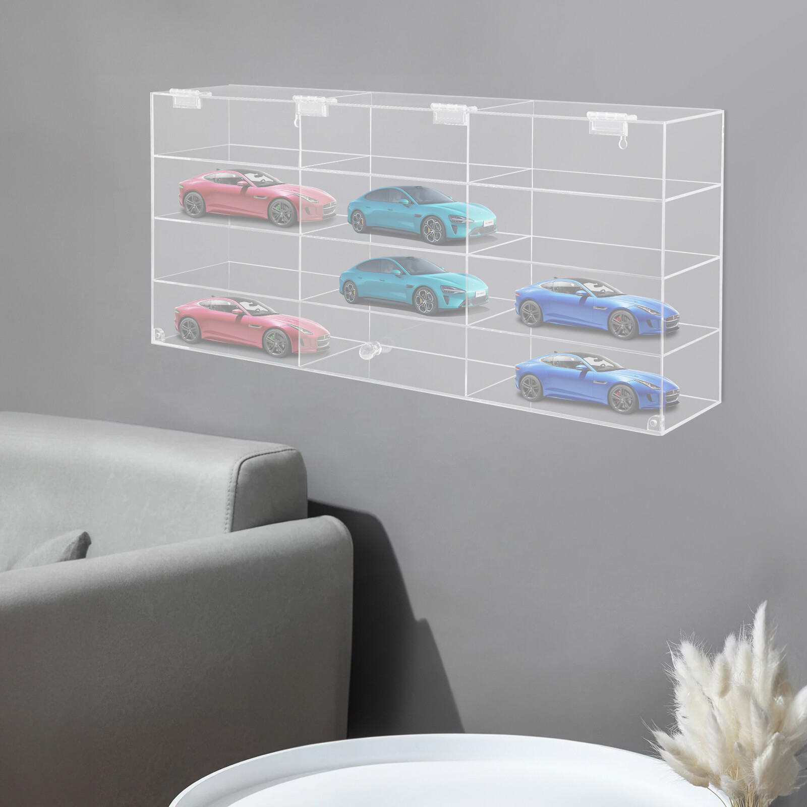 Acrylic Toy Car Display Case Clear Display Box Wall Mounted Toy Display Shelf