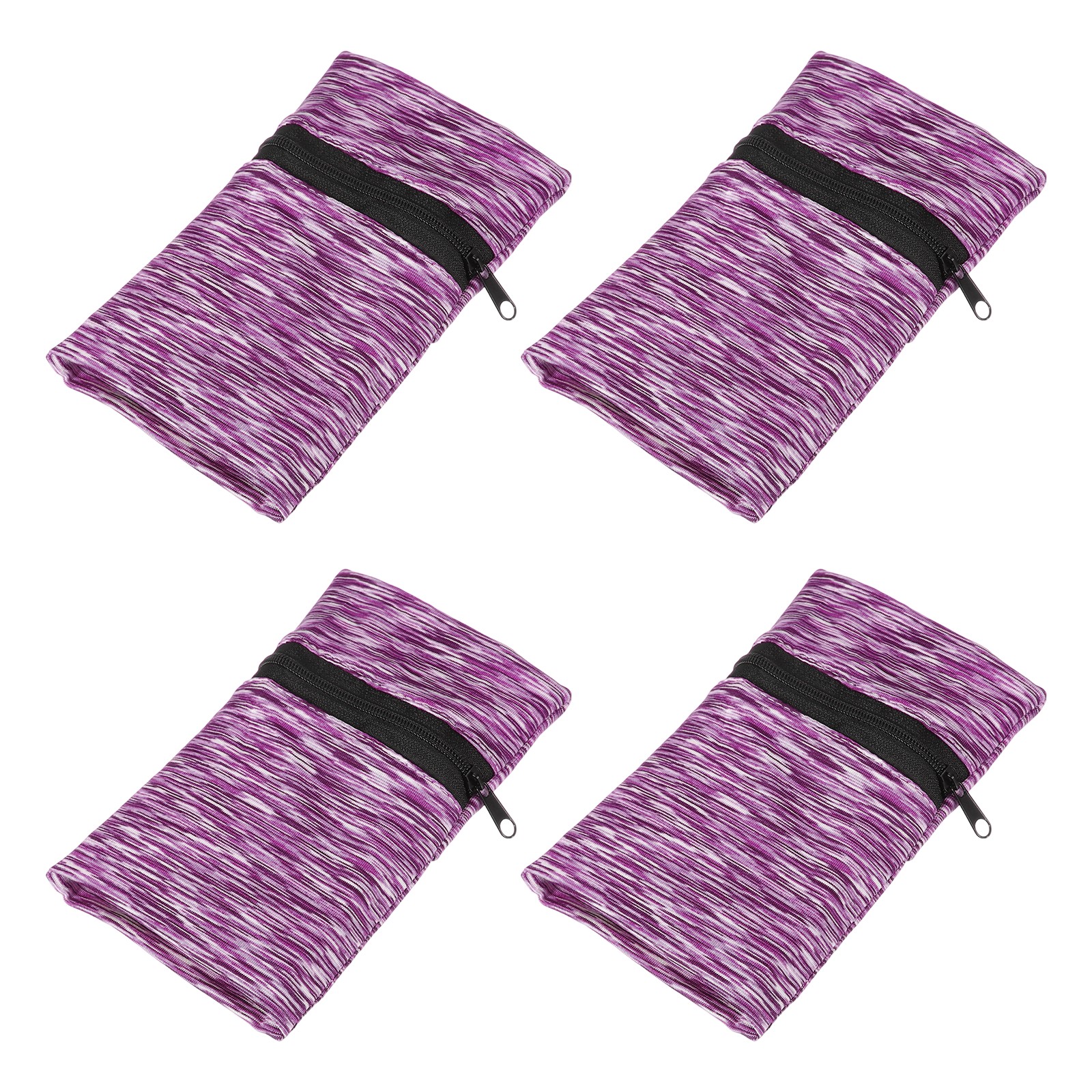 Wrist Pouch, Wrist Wallet Wristband, 4 Pack & 6 x 4 Inch & Purple