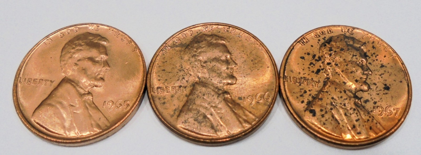 1965, 1966 ,1967 Choice Uncirculated Copper Lincoln Memorial Pennies #56