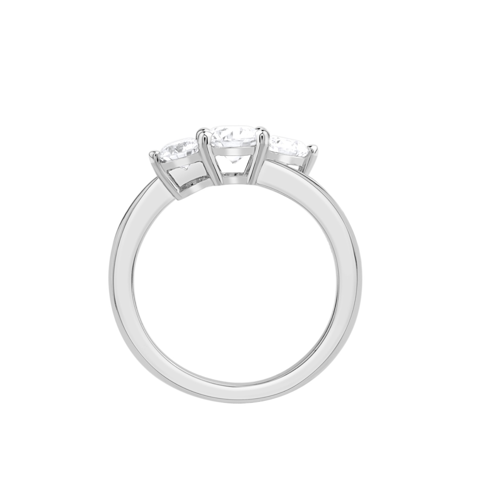 Three Stone Lab Grown Diamond Engagement Ring 1 CT 925 Sterling Silver