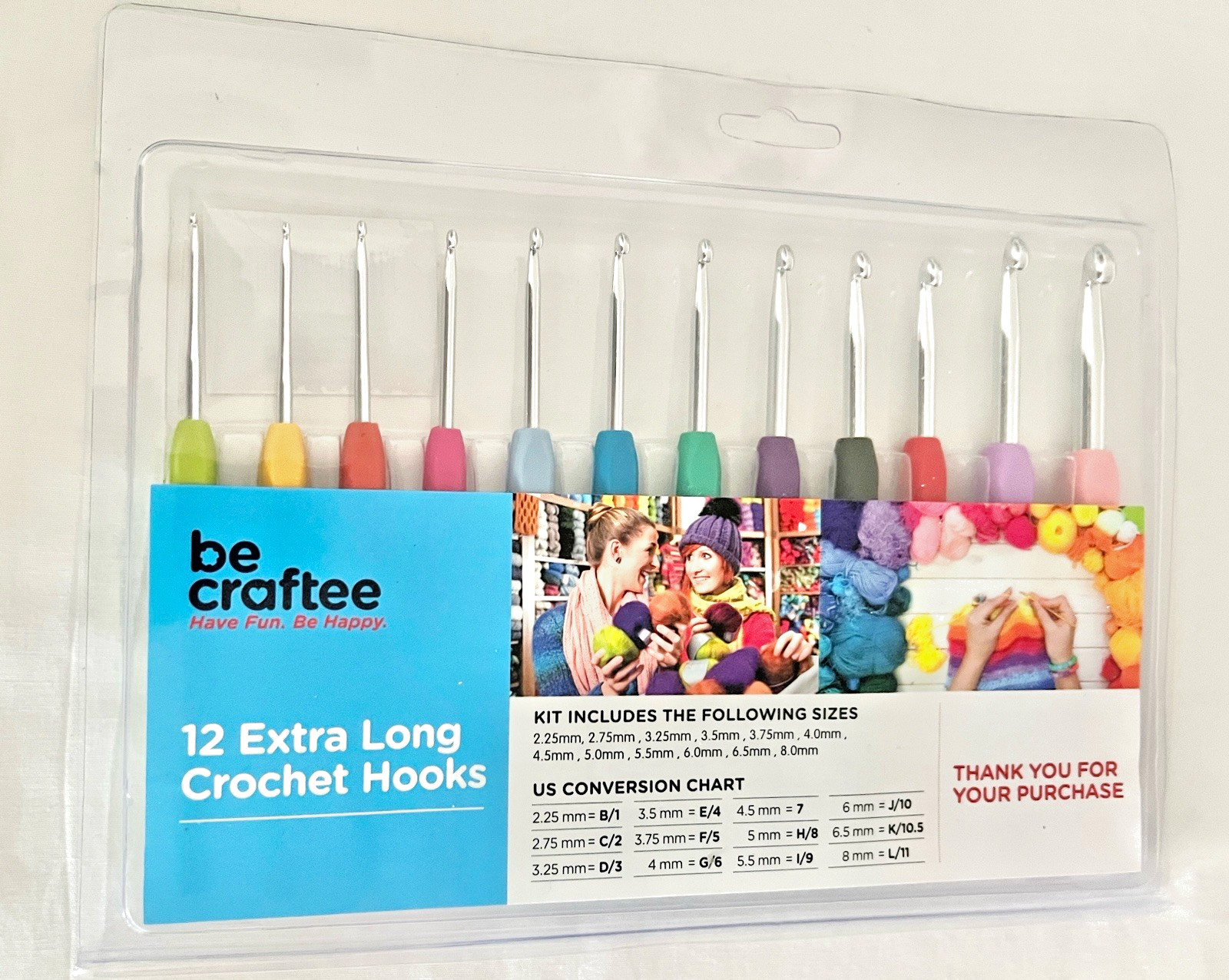 Crochet Hooks Be Craftee Kit 12 Extra Long Multiple Sizes Hobby Arts & Crafts