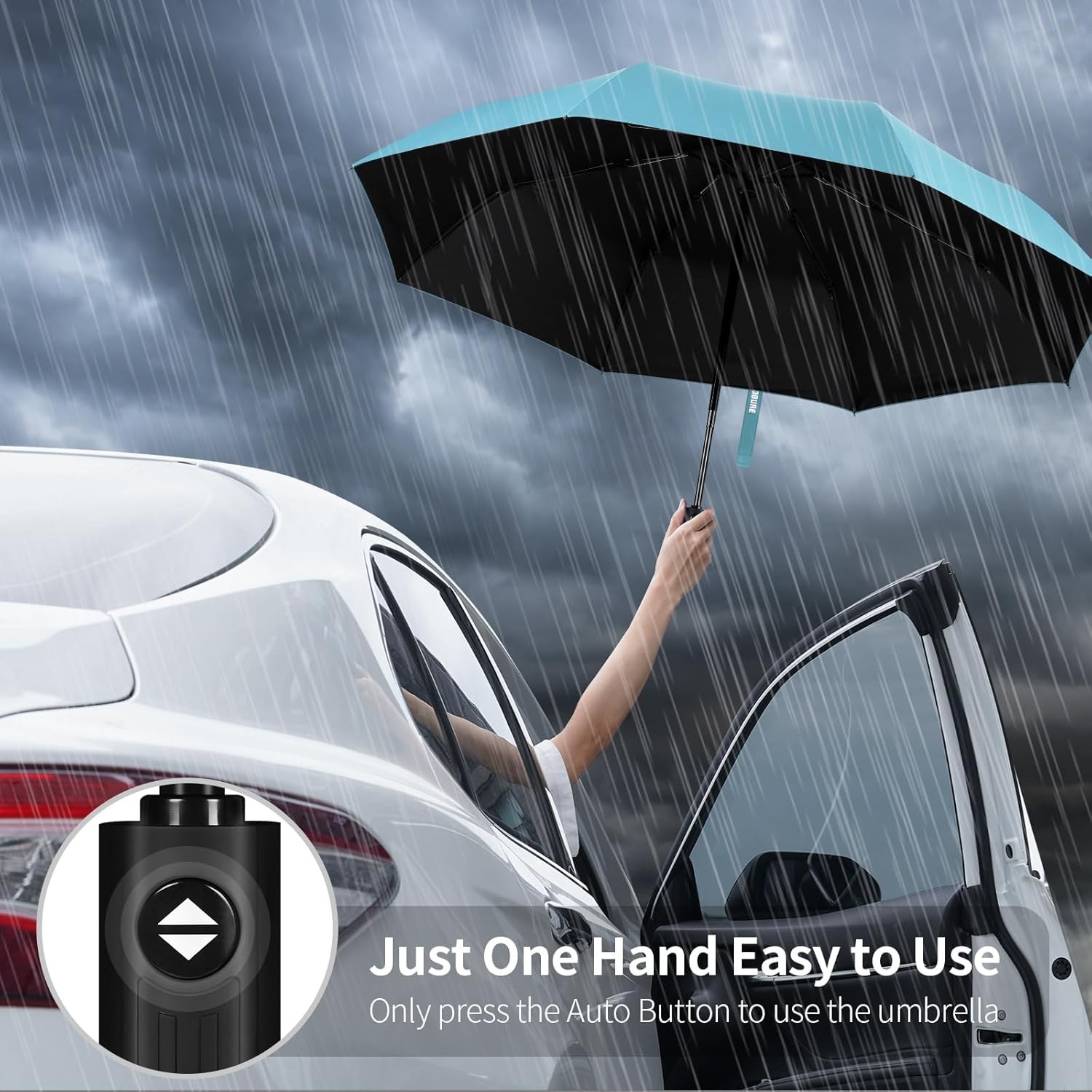 Yoobure Windproof Travel Umbrella - Automatic Umbrellas for Rain, Compact Foldin