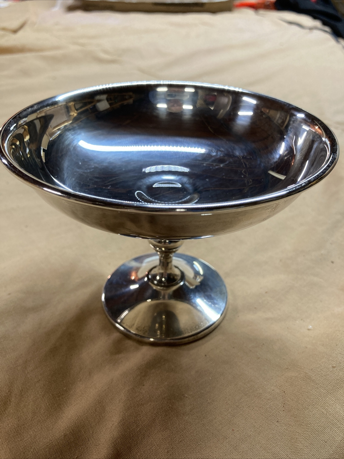 Silver plated candy dish 4 inches high and 5 1/4 inches wide