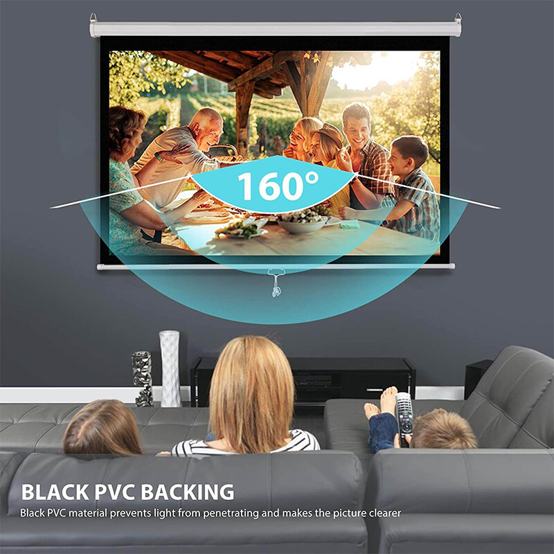 80 inch 16:9 Manual Pull Down Projector Projection Screen Home Theater Movie