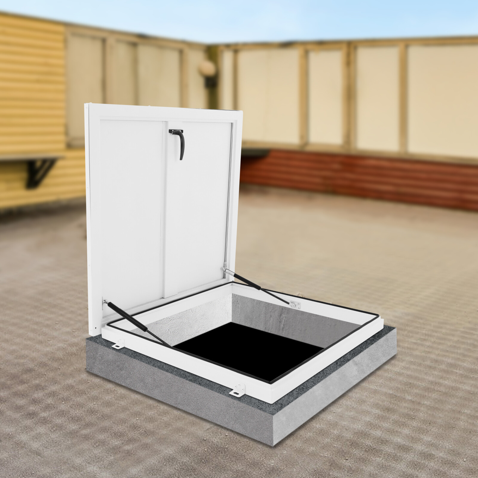 Roof Hatch Roof Access Hatch Roof Security Door White 27.5 Inch*27.5 Inch 90°