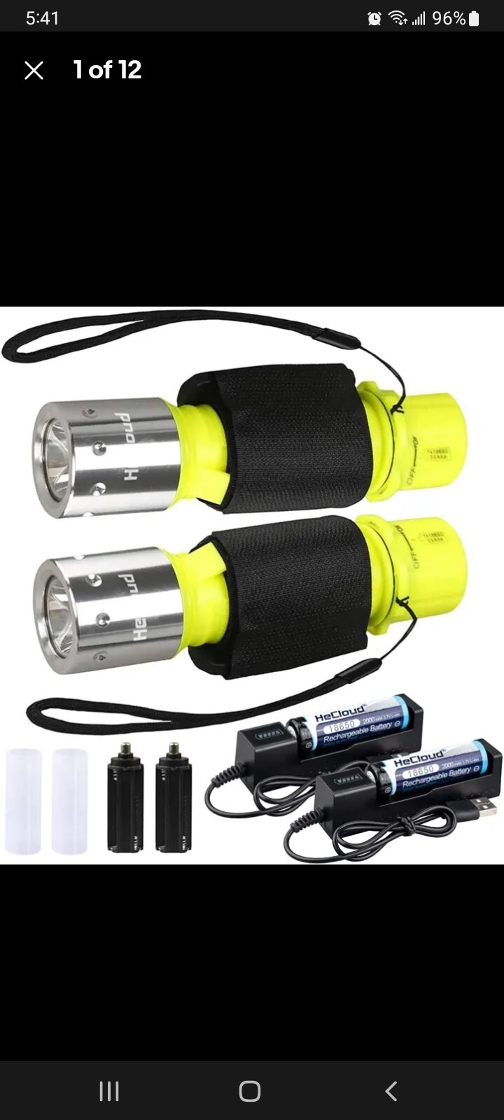 Hecloud Professional High Lumens Diving Flashlight With Battery And Charger Ipx8