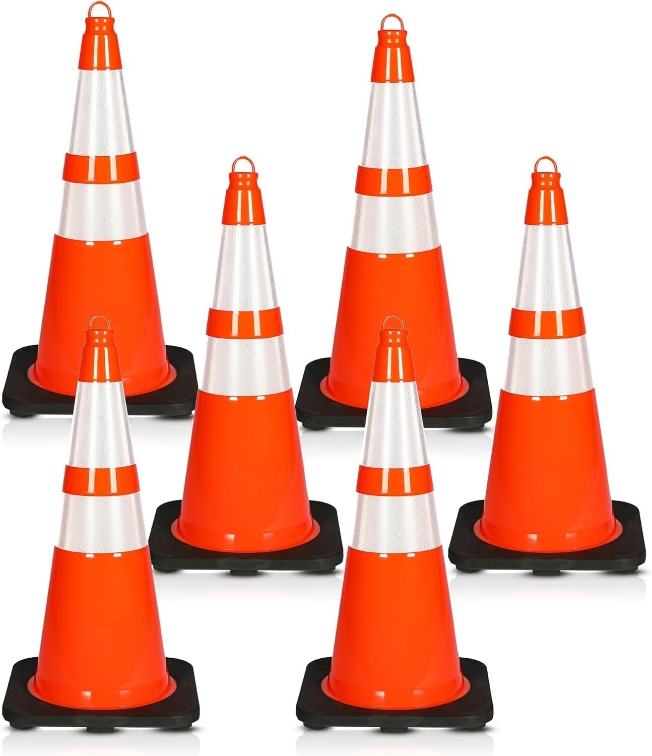 Pyle 28" PVC Cone - 6 Pieces High Visibility Structurally Stable (Orange)