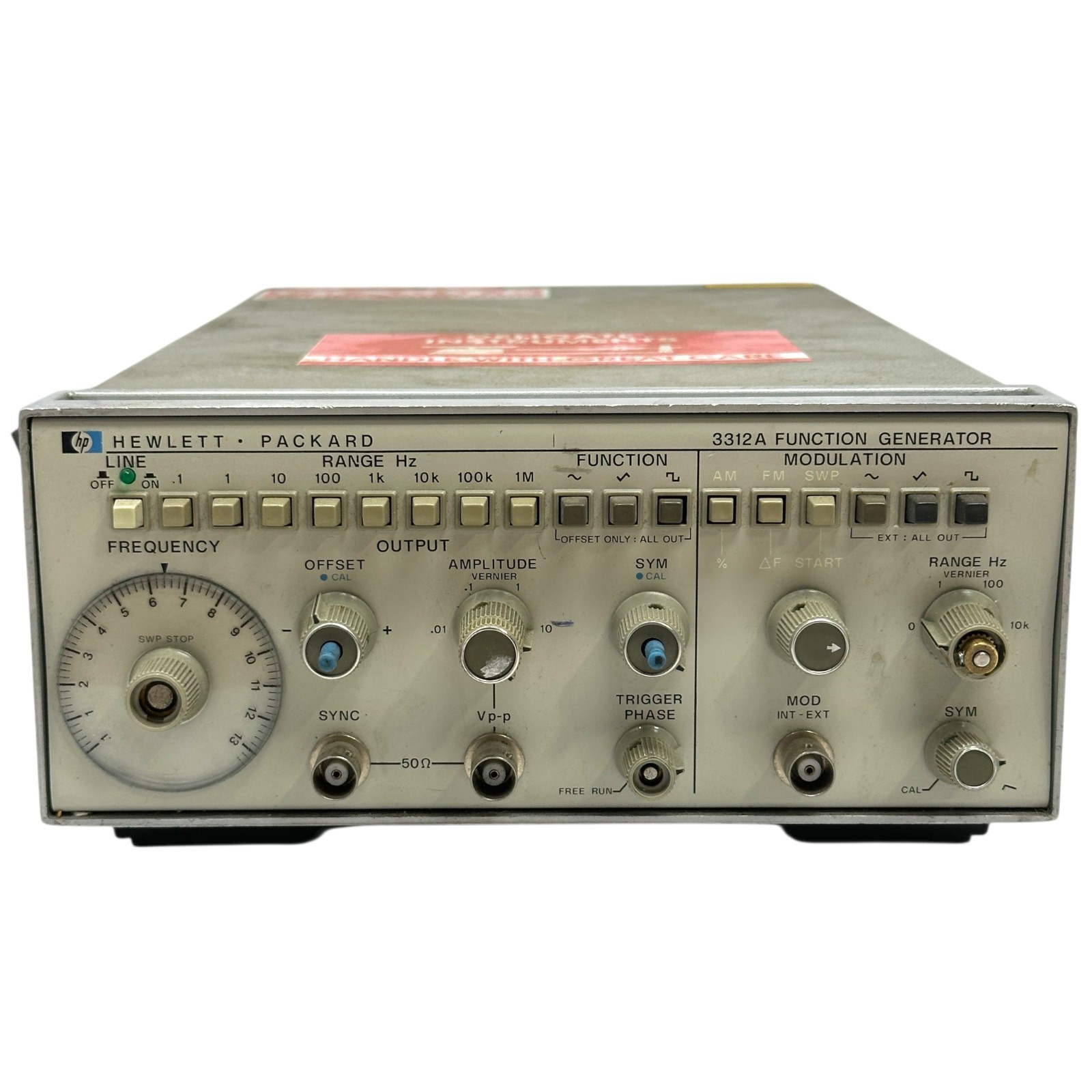 HP Hewlett Packard 3312A Function Generator AM FM Sweep 0.1 Hz to 13 MHz Test