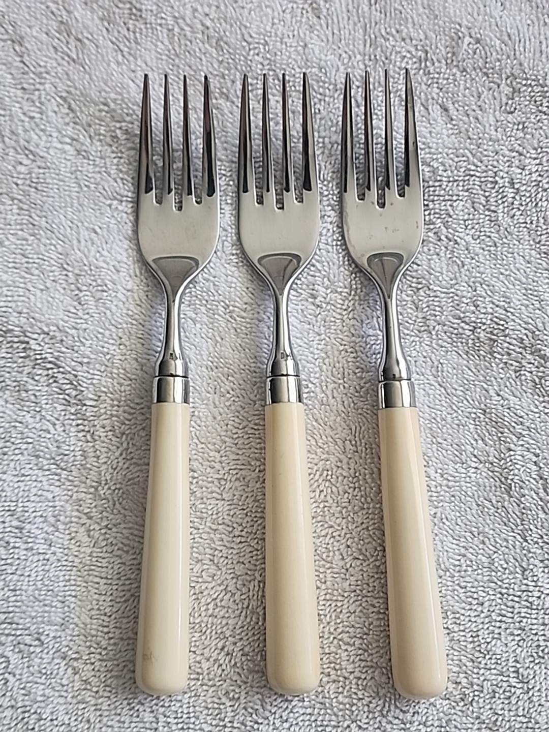 Stanley Roberts Spectrum Ivory Salad Forks Stainless Steel Korea MCM Set of 3
