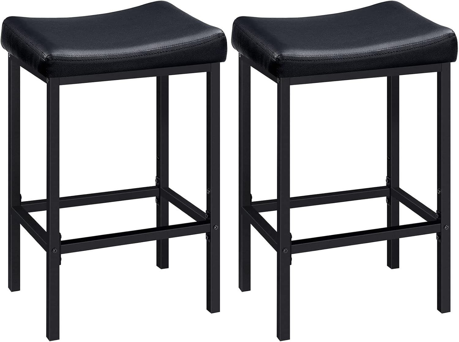 Bar Stools Set of 2 Bar Chairs Counter Height Stools Saddle Barstools W/ Curved