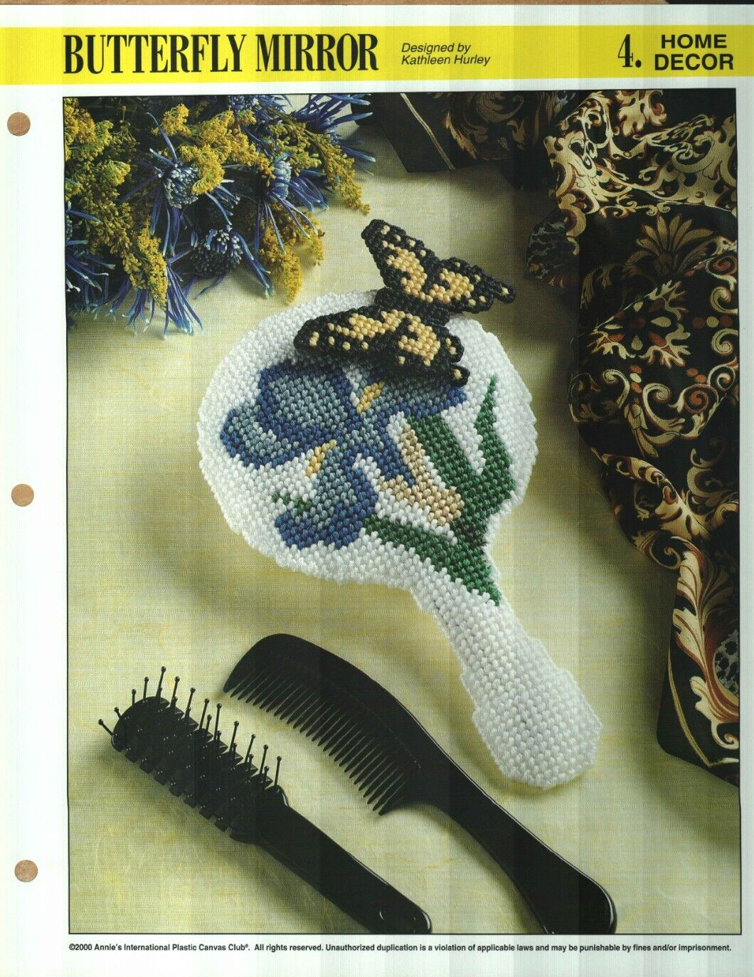 NEW BUTTERFLY MIRROR HOME DECOR ANNIE'S PLASTIC CANVAS PATTERN INSTRUCTIONS