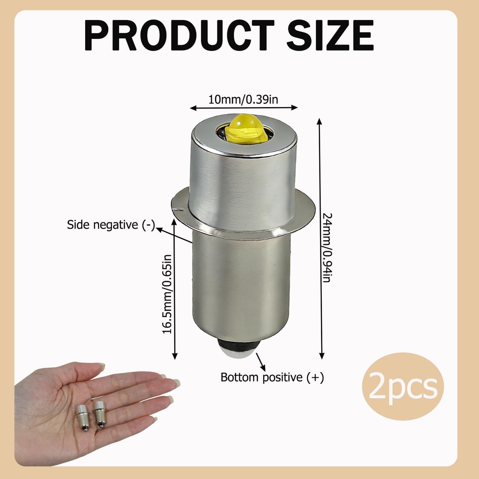 2-Pack PR2 P13.5S Base LED Bulb, 3W 4-12V DC LED Conversion Kit Upgrade, for ...