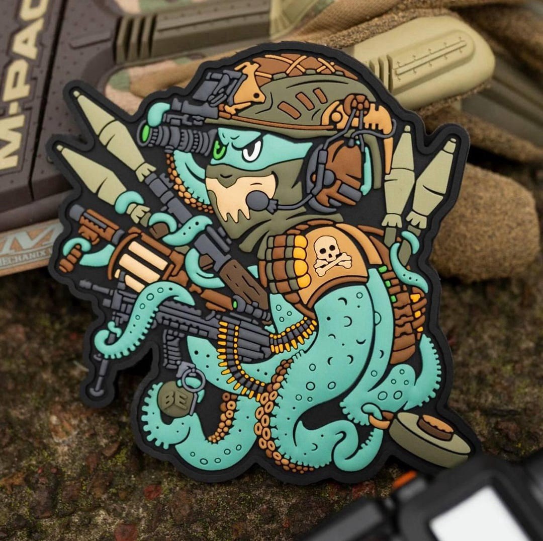 OCTOPUS OPERATOR PVC Morale Patch Hook/Loop Back TACTICAL SOLDIER USMC ARMY