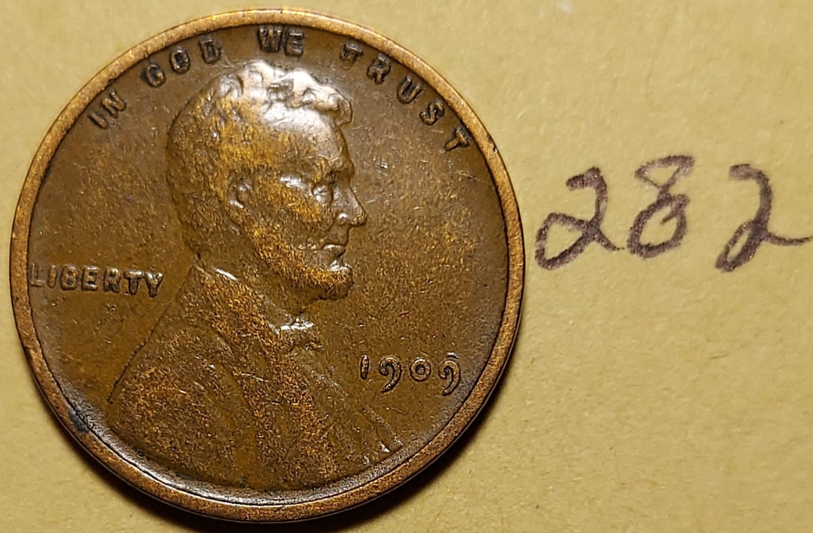1909 Lincoln Wheat Cent  F  FINE   #282