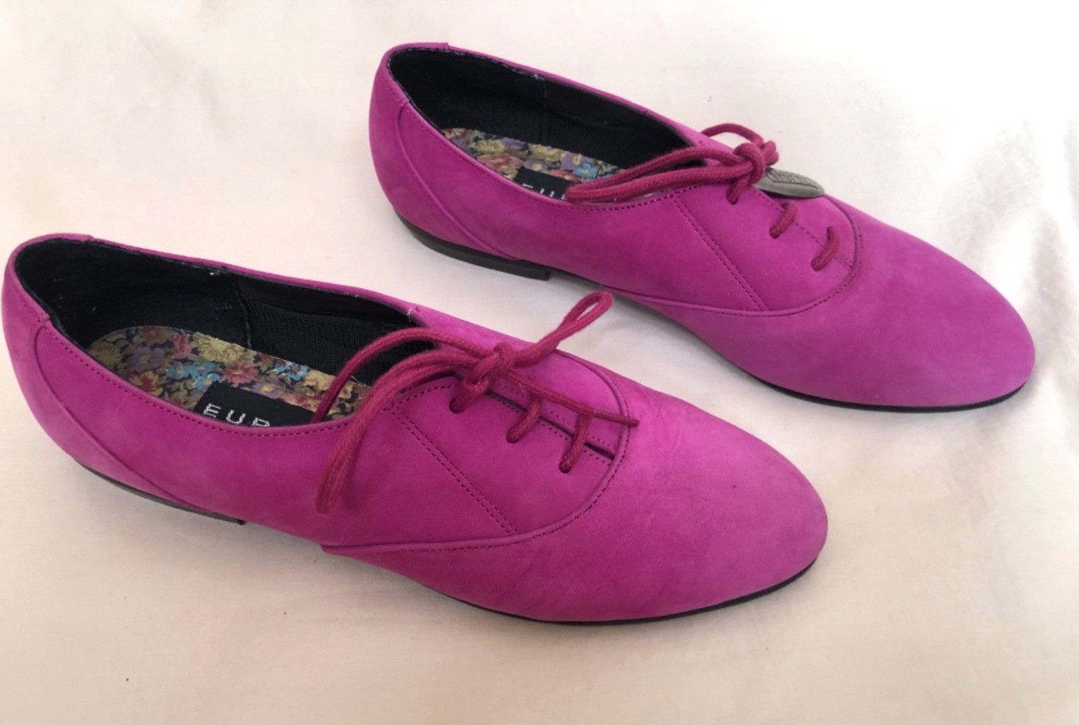 Europrep Pink Magenta Fuchsia Nubuck Leather Lace Walking Shoes Sneakers Sz 5.5