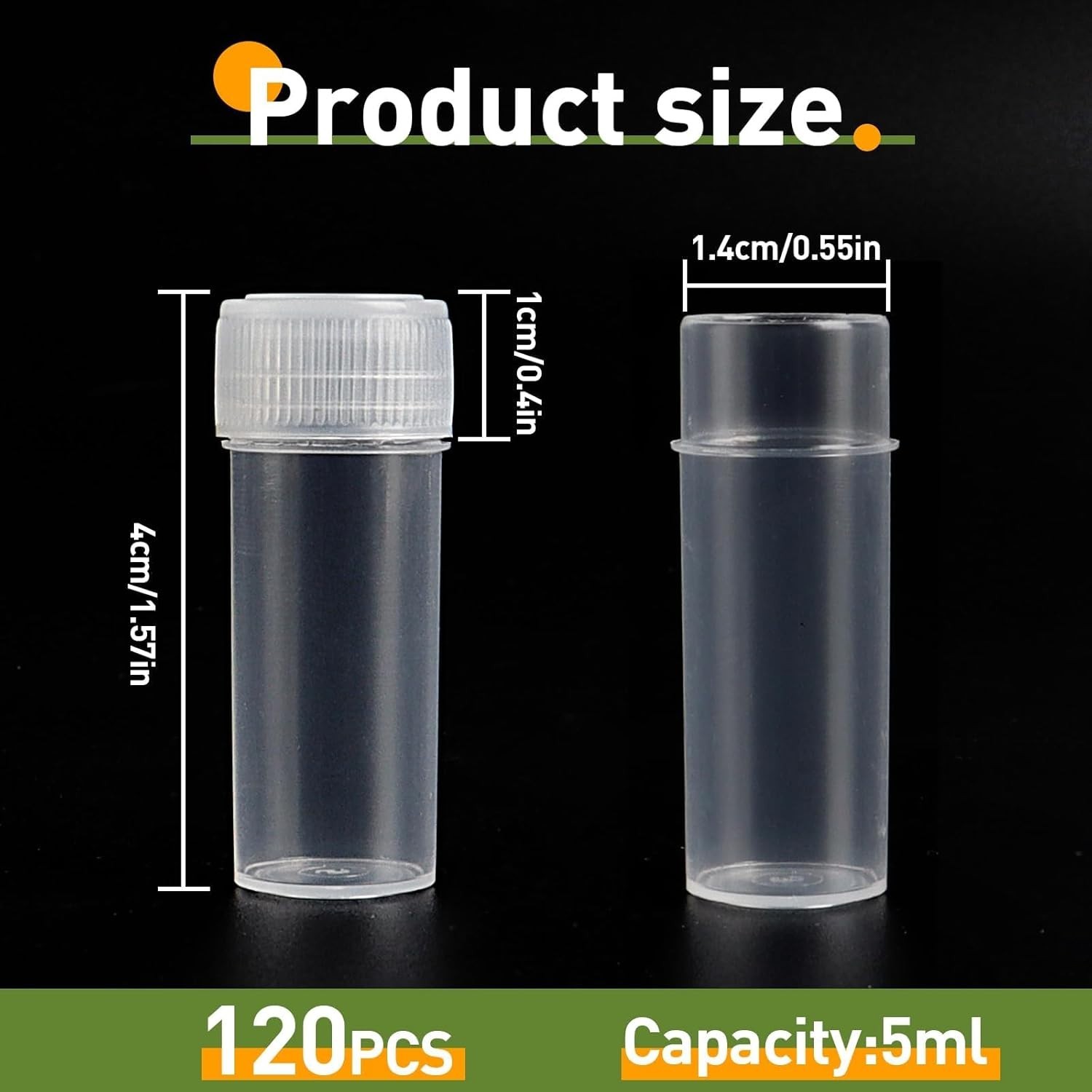 Durable 5ml Plastic Sample Bottles - 120 Count Mini Vials for Organized Storage